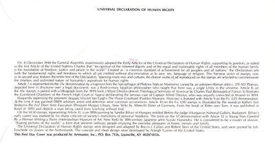 United Nations FDC Human Rights Article 8 Artmaster cachet ZAYIX 031823SM110