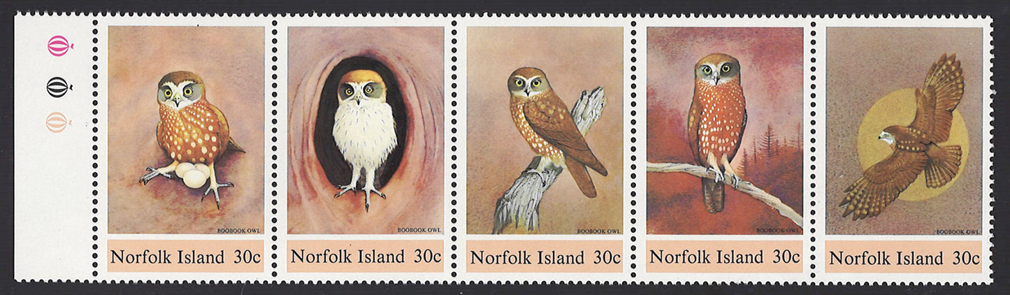 Norfolk Island 343 MNH Boobook Owls, Birds Zayix Stamps 0225M0025