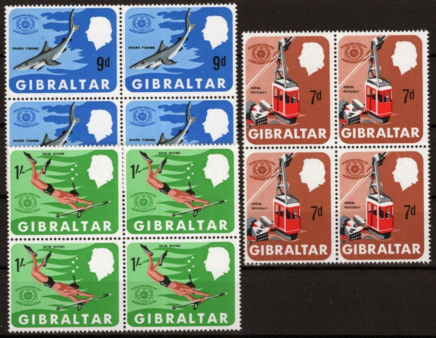 Gibraltar 200-202 MNH Block ITY Emblem Tourism Marine Life 042523S54