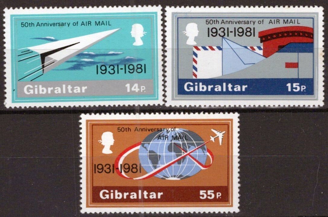 Gibraltar 410-412 MNH Airmail Service Planes Postal Service 042523S90M