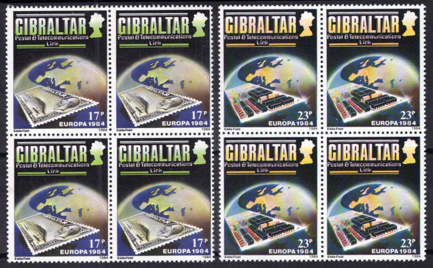 Gibraltar 459-460 MNH Block Europa Cept Communications 042523S99