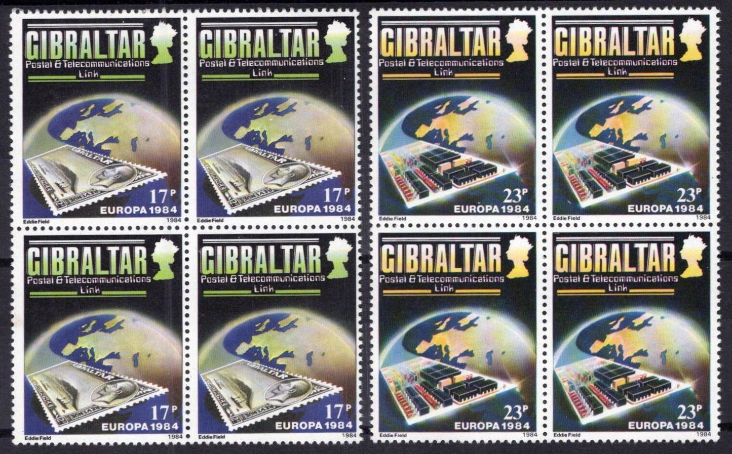 Gibraltar 459-460 MNH Block Europa Cept Communications 042523S99