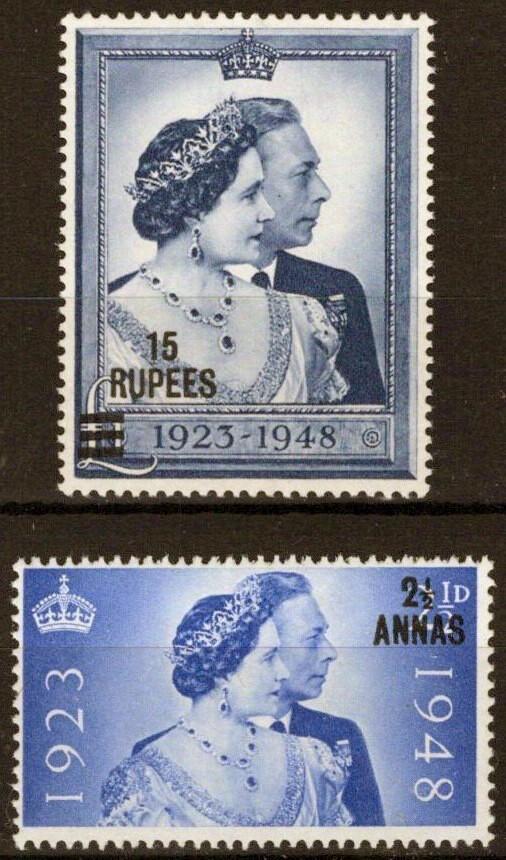 Oman 25-26 VLH 1948 Silver Wedding Surcharged New Value ZAYIX 021823S162