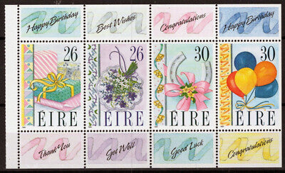 Ireland 798a MNH Booklet Pane English Labels Flowers Balloons ZAYIX 121022SM174