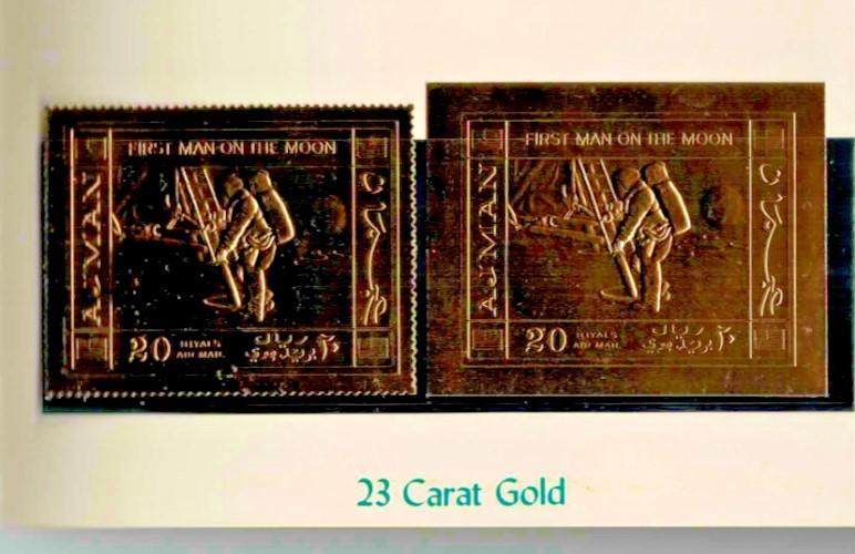ZAYIX Ajman 514 A, B MNH Gold Foil Space Apollo Moon Landing 080323SM19