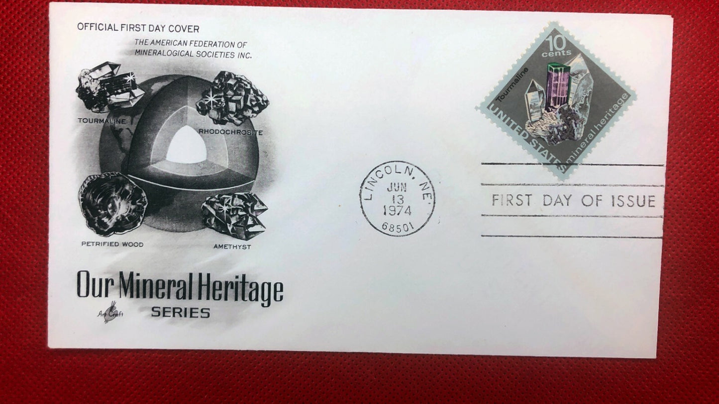 1974 US 1539 Art Craft FDC Mineral Heritage Series Tourmaline ZAYIX 010522SM164