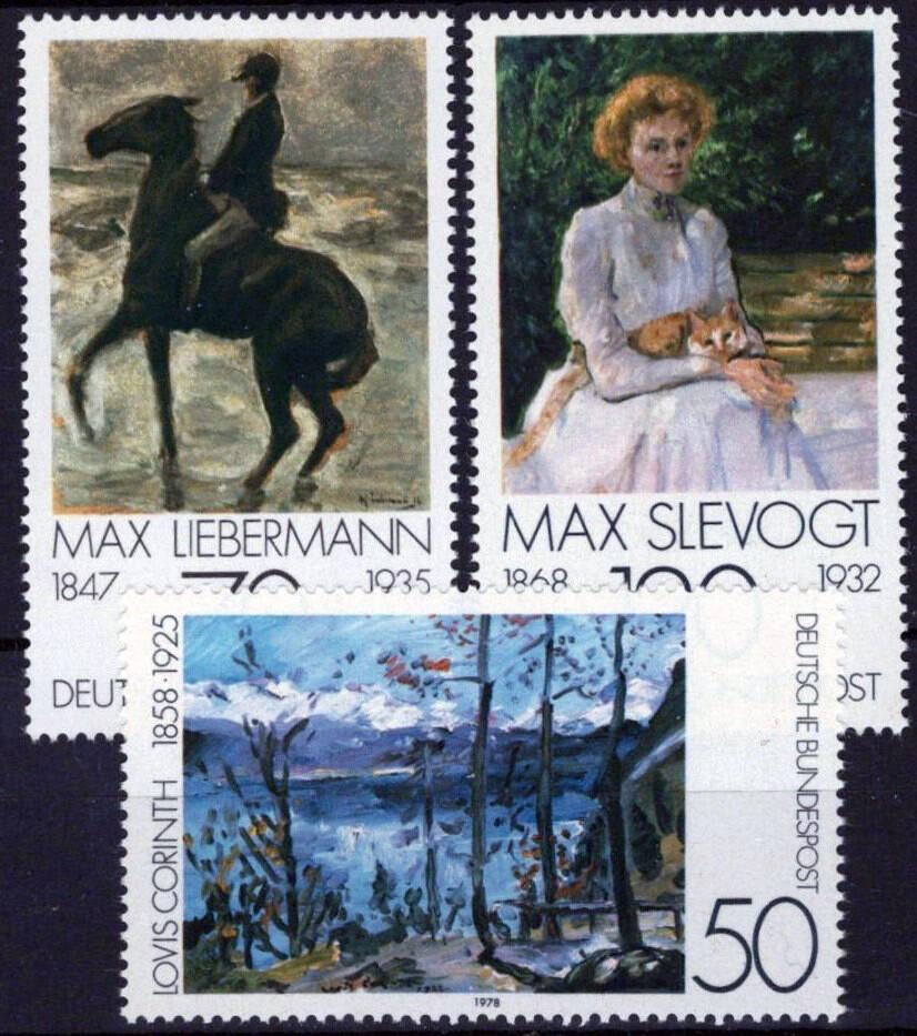 Germany 1283-1285 MNH Cats Horses Impressionist Paintings ZAYIX 042623S157M