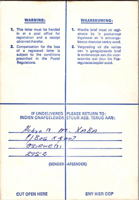 South Africa Registered Cover with Christmas Seals - Osizweni - Madonna ZAYIX