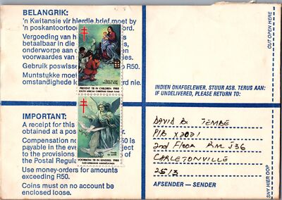 South Africa Registered Cover with Christmas Seals - Embali 1 - Succulents ZAYIX