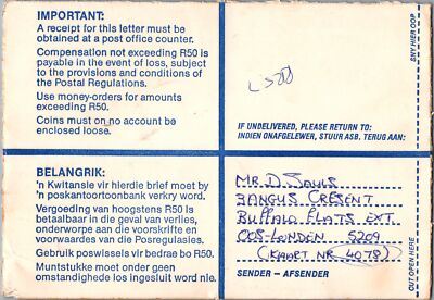 South Africa Registered Cover with Christmas Seals - Pefferville - Angels ZAYIX