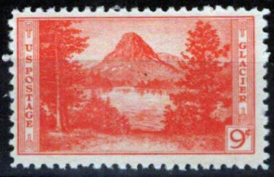 US 748 MNH 9c ORANGE variety Glacier National Park perf ZAYIX