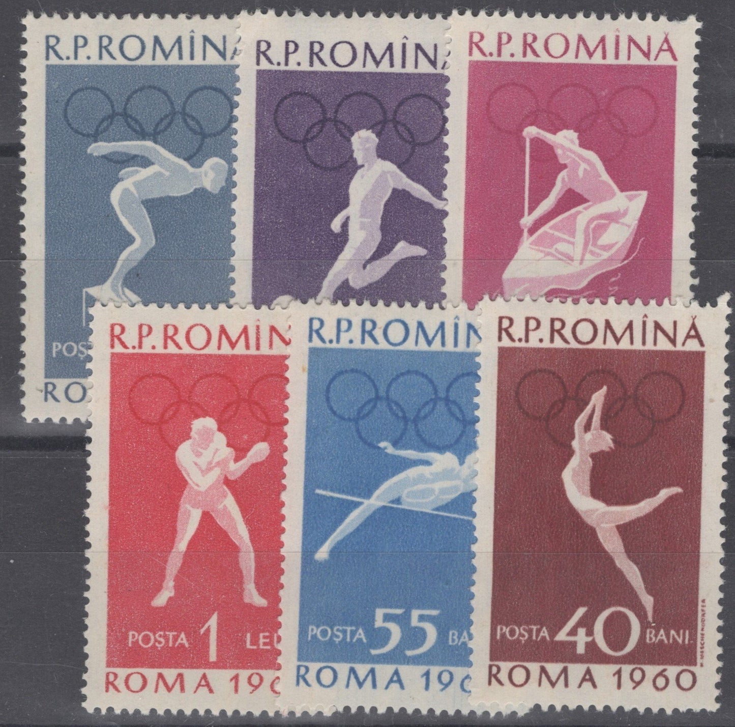 Romania 1331-1336 MH Sports Olympics Soccer Canoeing ZAYIX 060422S89