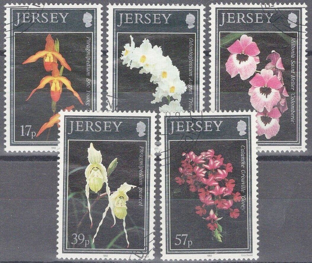ZAYIX Great Britain Jersey 626-630 Used Flowers Plants Orchids 042922-SM148