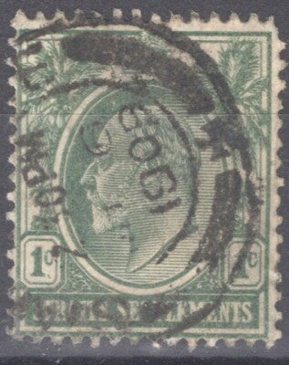 Straits Settlements 105 Used 1c King Edward VII Royalty ZAYIX 092922S171