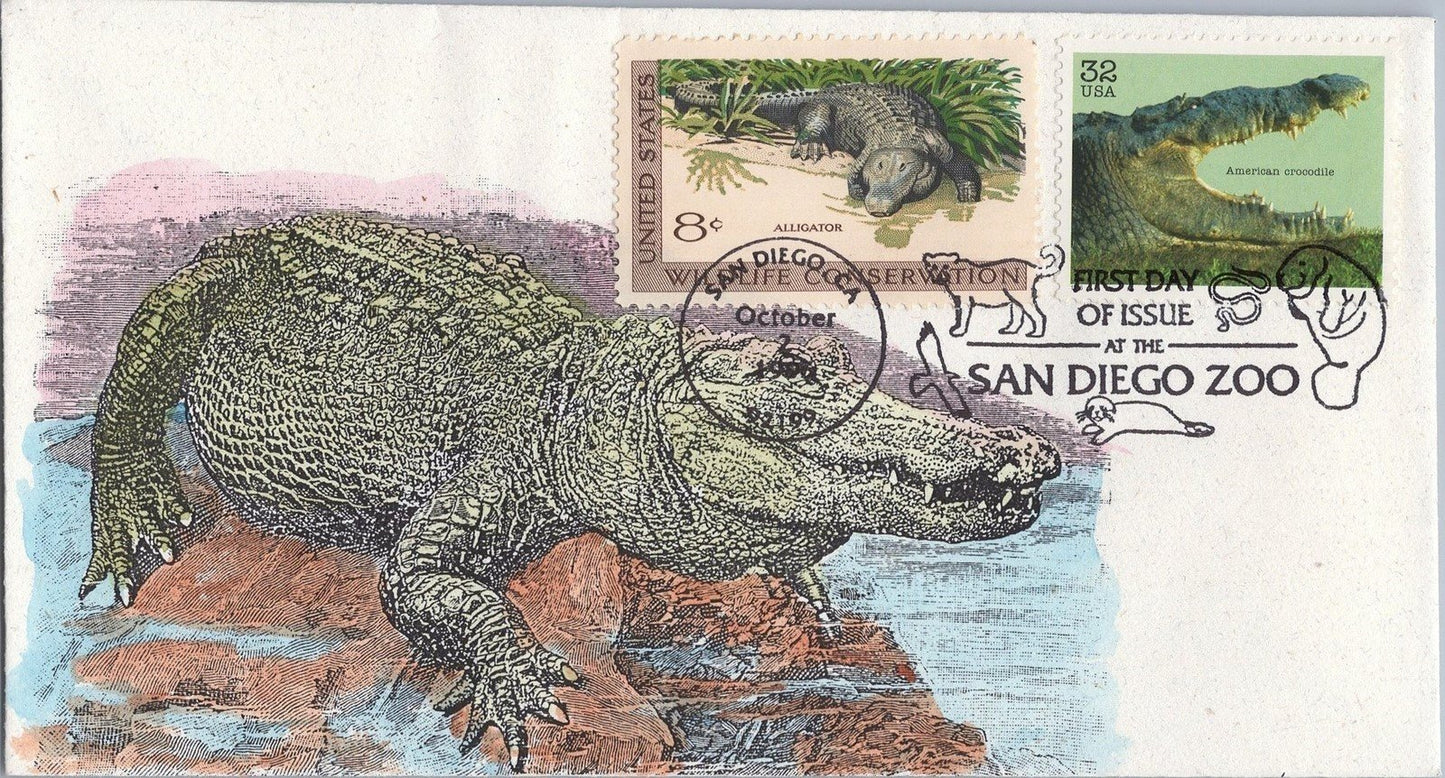 1996 US 3105 FDC Hand Painted SMB Cachet Endangered American Crocodile ZAYIX 050922SM164