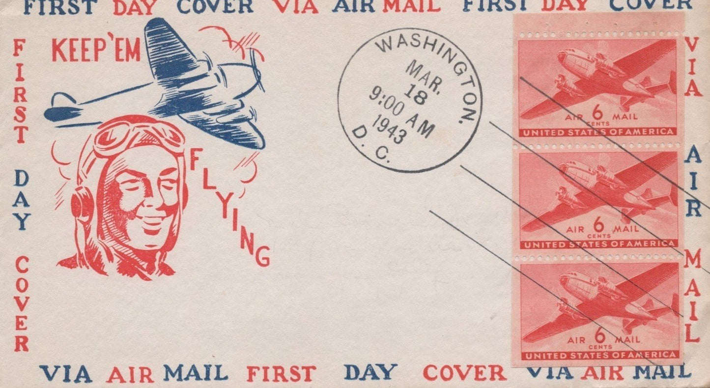 US C25a-40 FDC Cachet Craft, Keep'em Flying Patriotic ZAYIX 101223USF11