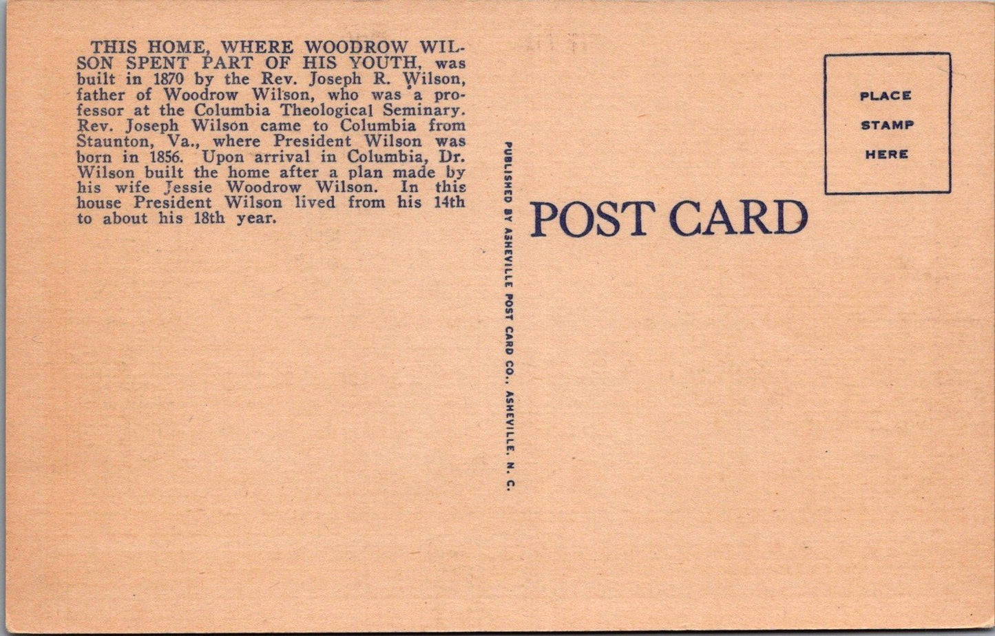 President Woodrow Wilson Boyhood Home Columbia SC Postcard ZAYIX 090222PC18