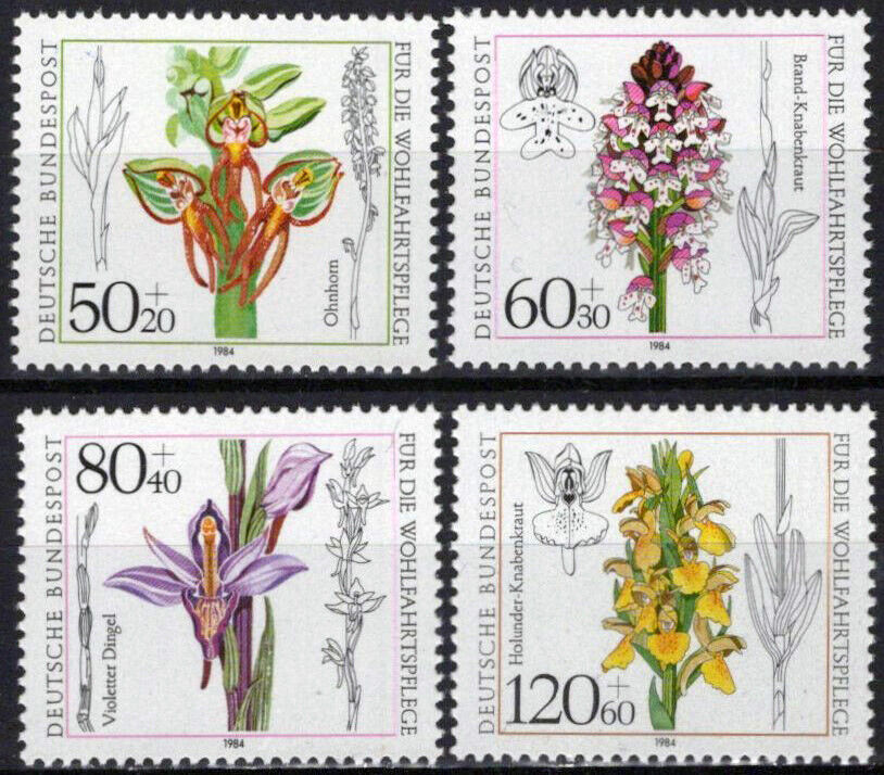 ZAYIX Germany B623-B626 MNH Semi-Postal Flowers Plants Orchids 031023SM106M