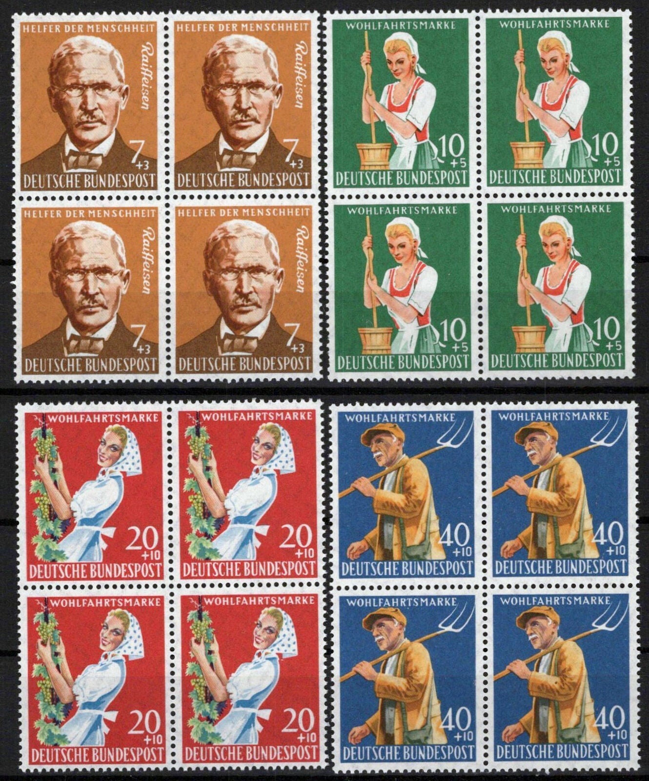 ZAYIX Germany B362-B365 MNH Semi-Postal Block Farming Agriculture 042523SM02