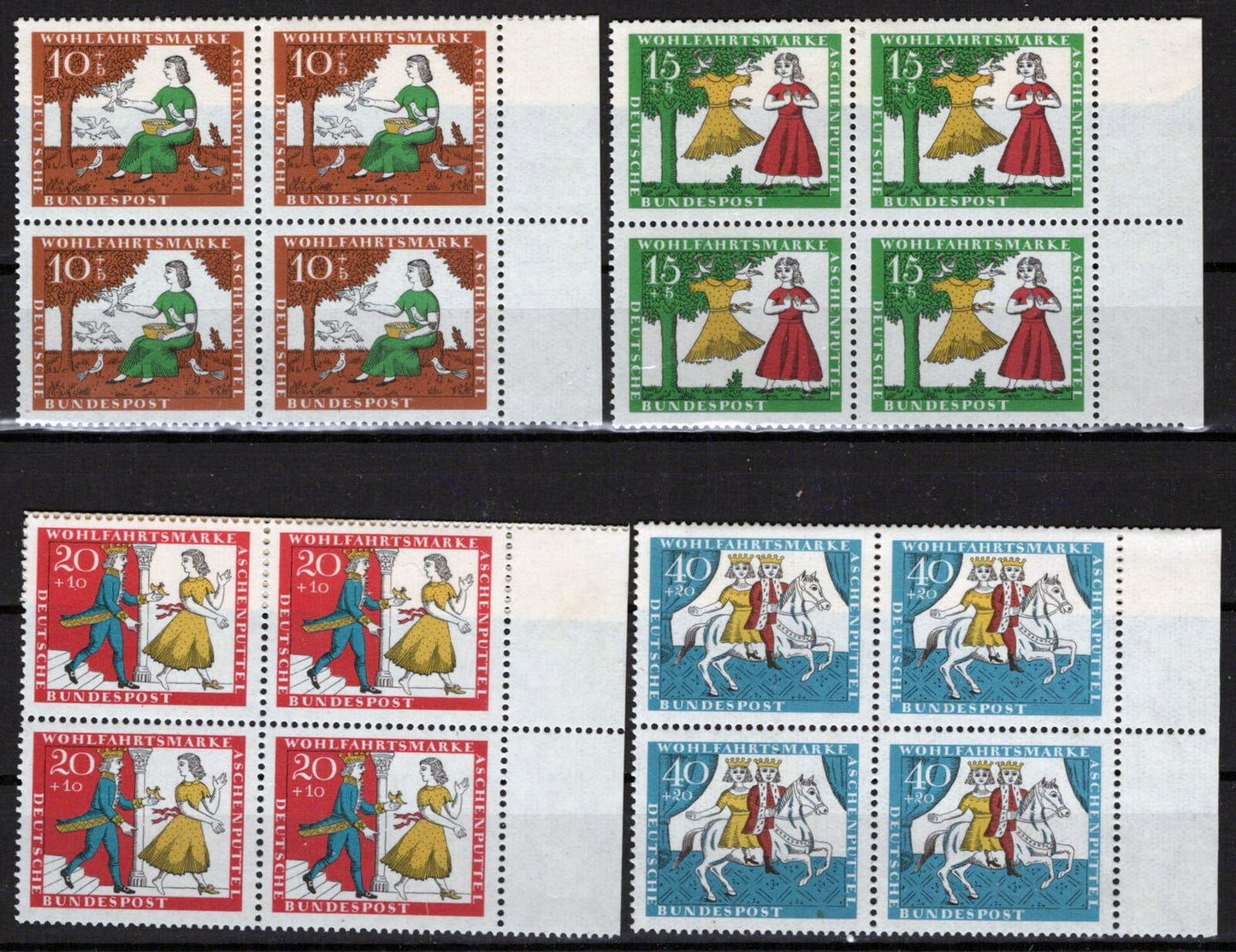 ZAYIX Germany B408-B411 MNH Block Semi-Postal Fairy Tales Cinderella 042523SM40