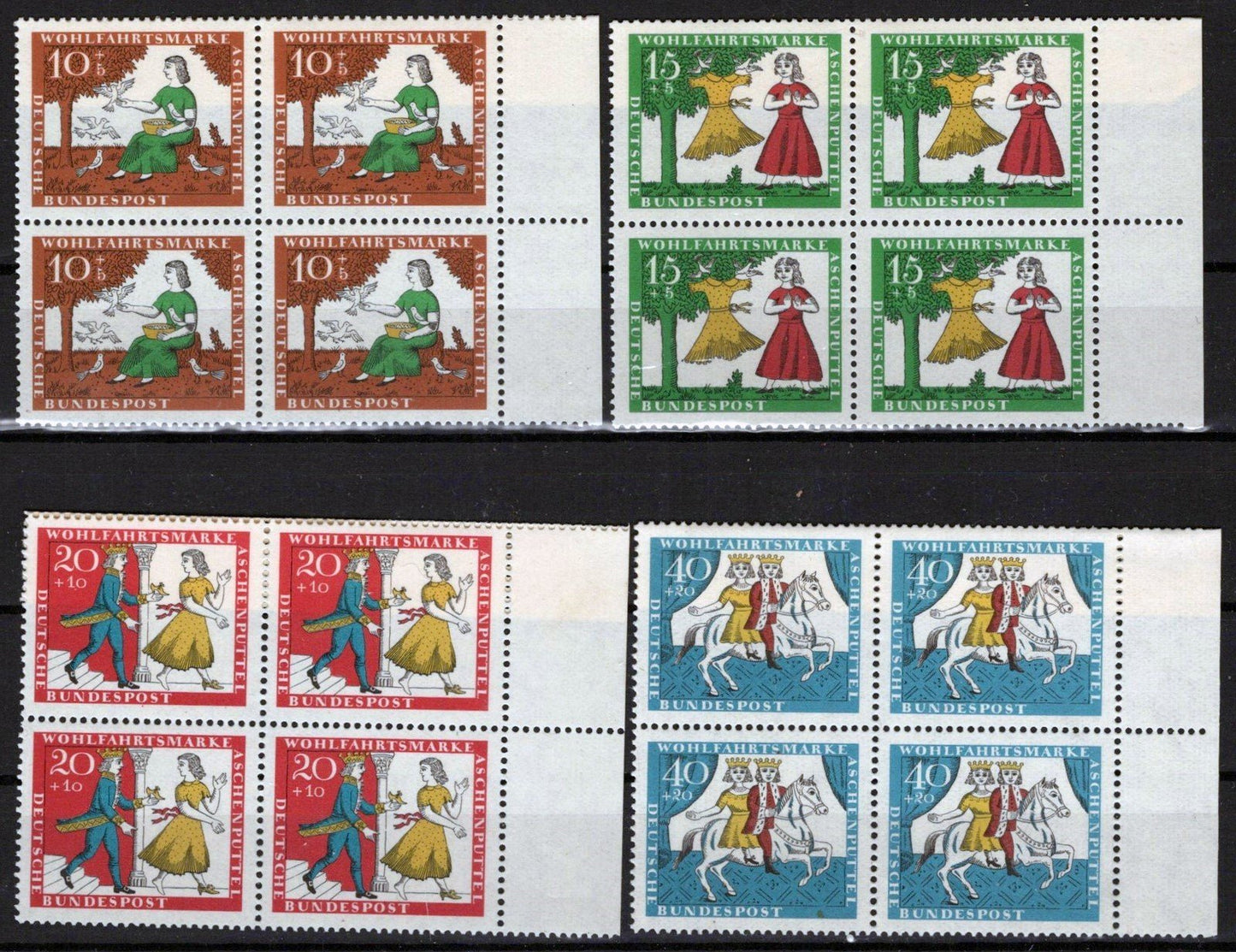 Germany B408-B411 MNH Block Semi-Postal Fairy Tales Cinderella ZAYIX 042523SM40