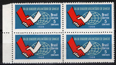 Brazil 1108 MNH NG As Issued Block Blood Donor's Day Hands ZAYIX 062723S118