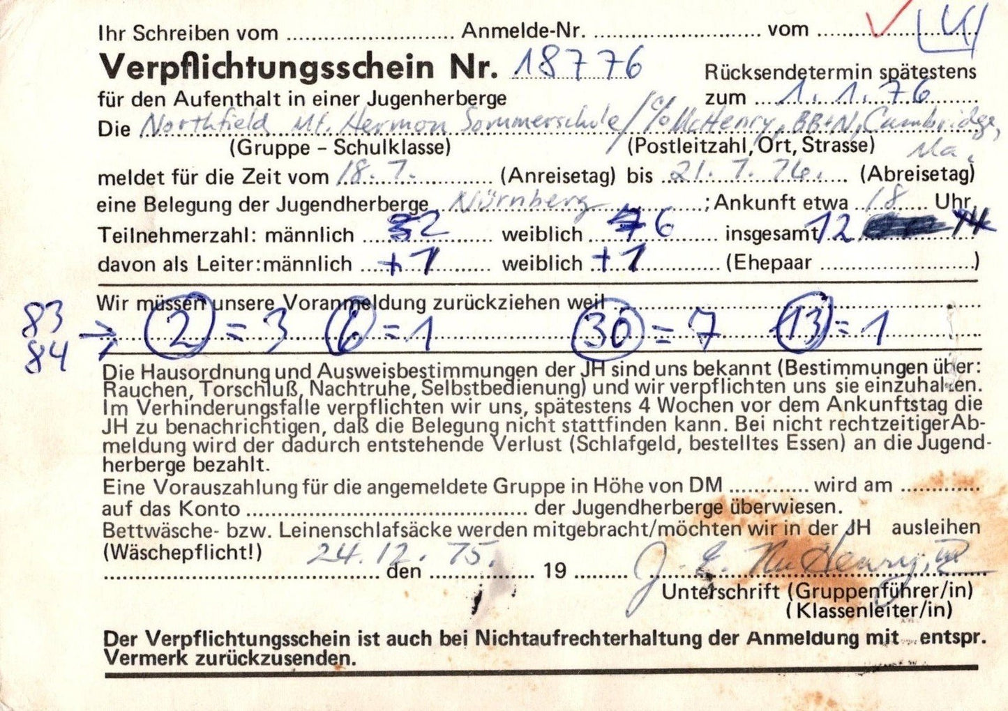 US Air Mail 18c postcard rate Youth Hostel reservation Germany ZAYIX 031923SM99