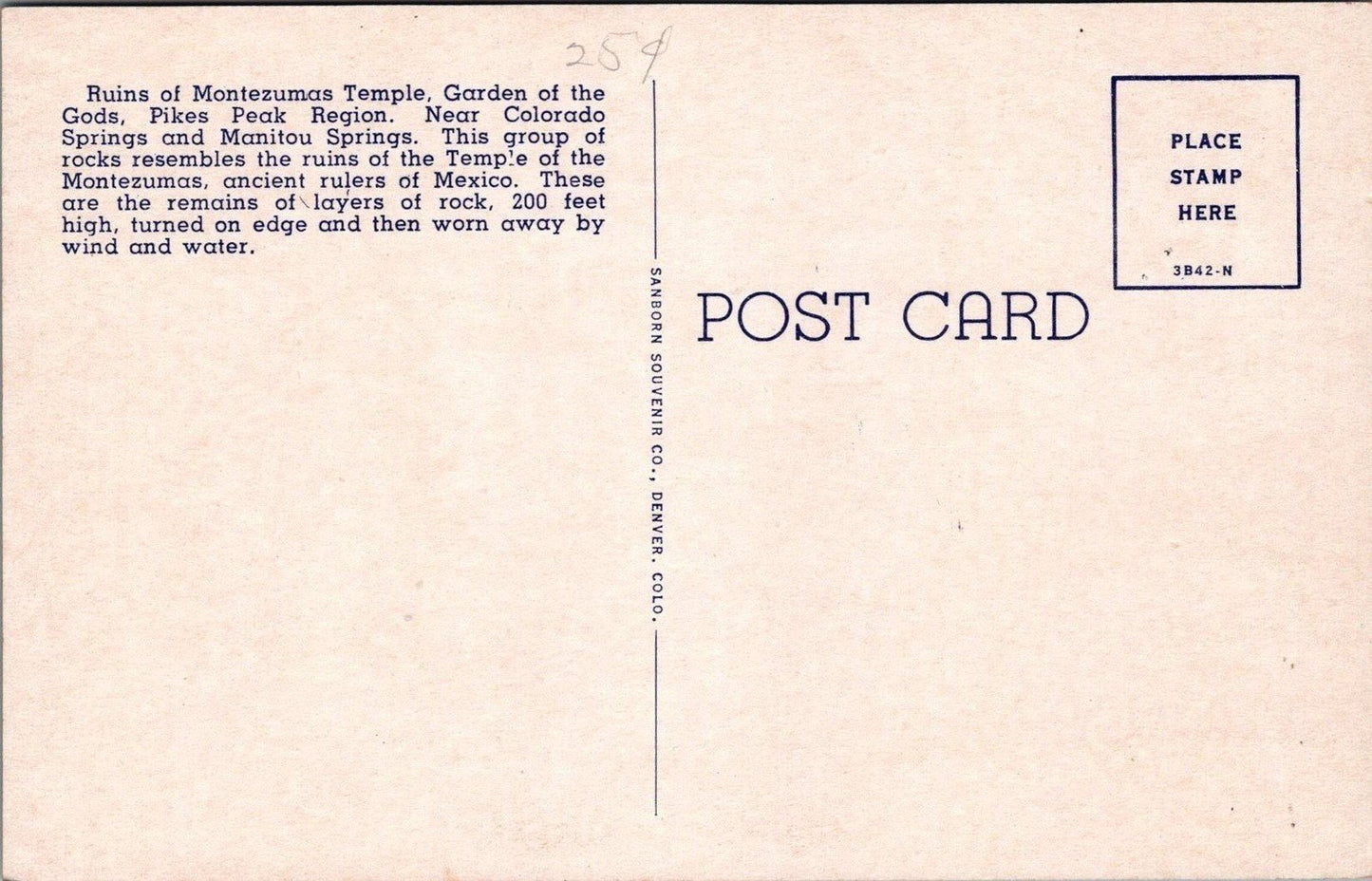 Montezuma's Temple Garden of the Gods Pikes Peak Co Postcard ZAYIX 083022PC39
