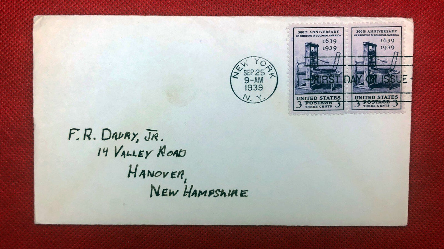 1939 FDC US 857 Printing Colonial America ZAYIX 010522SM124