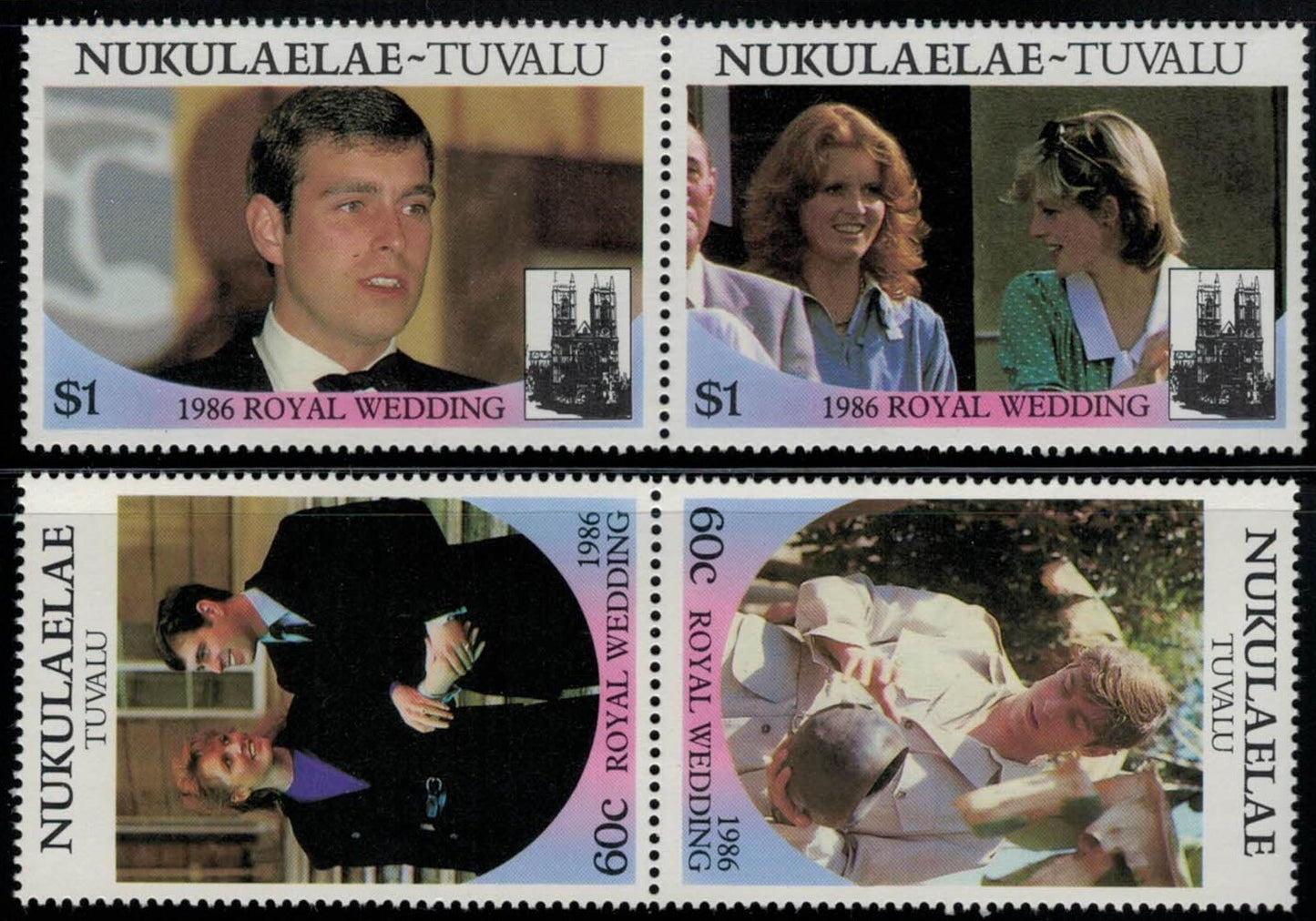 Tuvalu Nukulaelae 61-62 MNH Royal Wedding setenant pair ZAYIX 030822SM11M
