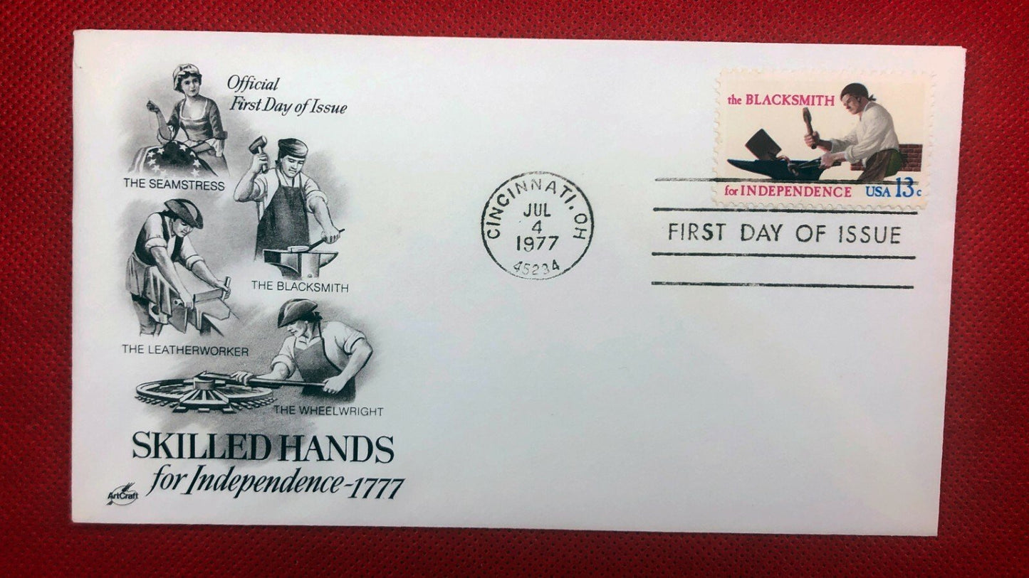 1977 Art Craft FDC US 1718 Skilled Hands for Independence Blacksmith ZAYIX 010522SM111