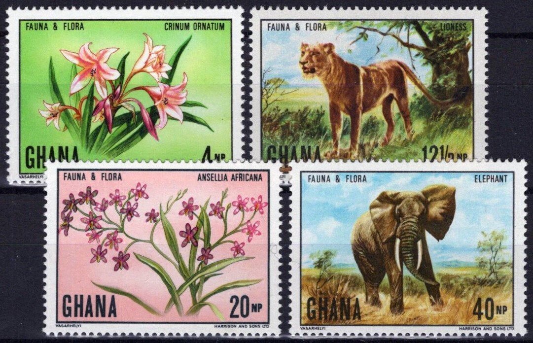 Ghana 402-405 MNH Flowers Wildlife African Orchid Elephant ZAYIX 021023S10
