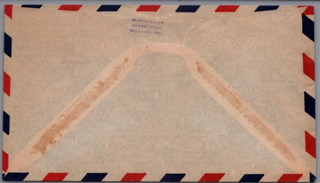 US C26-11 FDC Gladys Adler hand-painted cachet 8c airmail ZAYIX 101323USF02