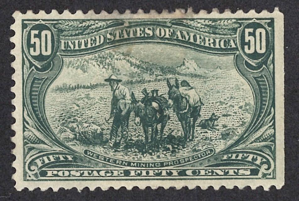 US 291 MHH VF 50c Trans-Mississippi thin, toning CV $600 ZAYIX 1223X0055