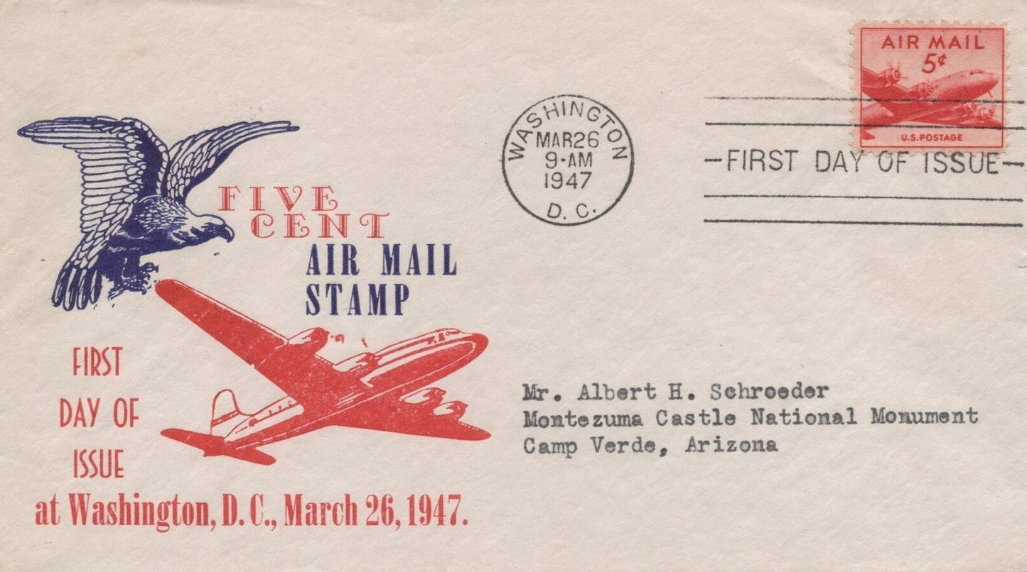 US C33-38 FDC M. Sanders cachet Eagle & Dc-4 airmail XXX ZAYIX 101323USF24