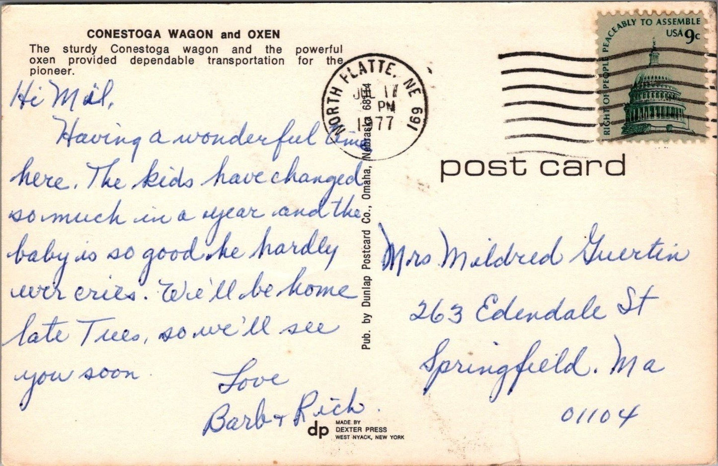 NEBRASKAland Where the West Began Covered Wagon Postcard ZAYIX 083022PC38