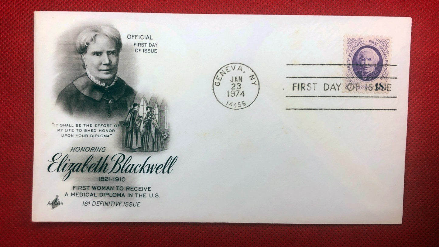 US 1399 FDC Art Craft Medicine Hospital Elizabeth Blackwell ZAYIX 010522SM67