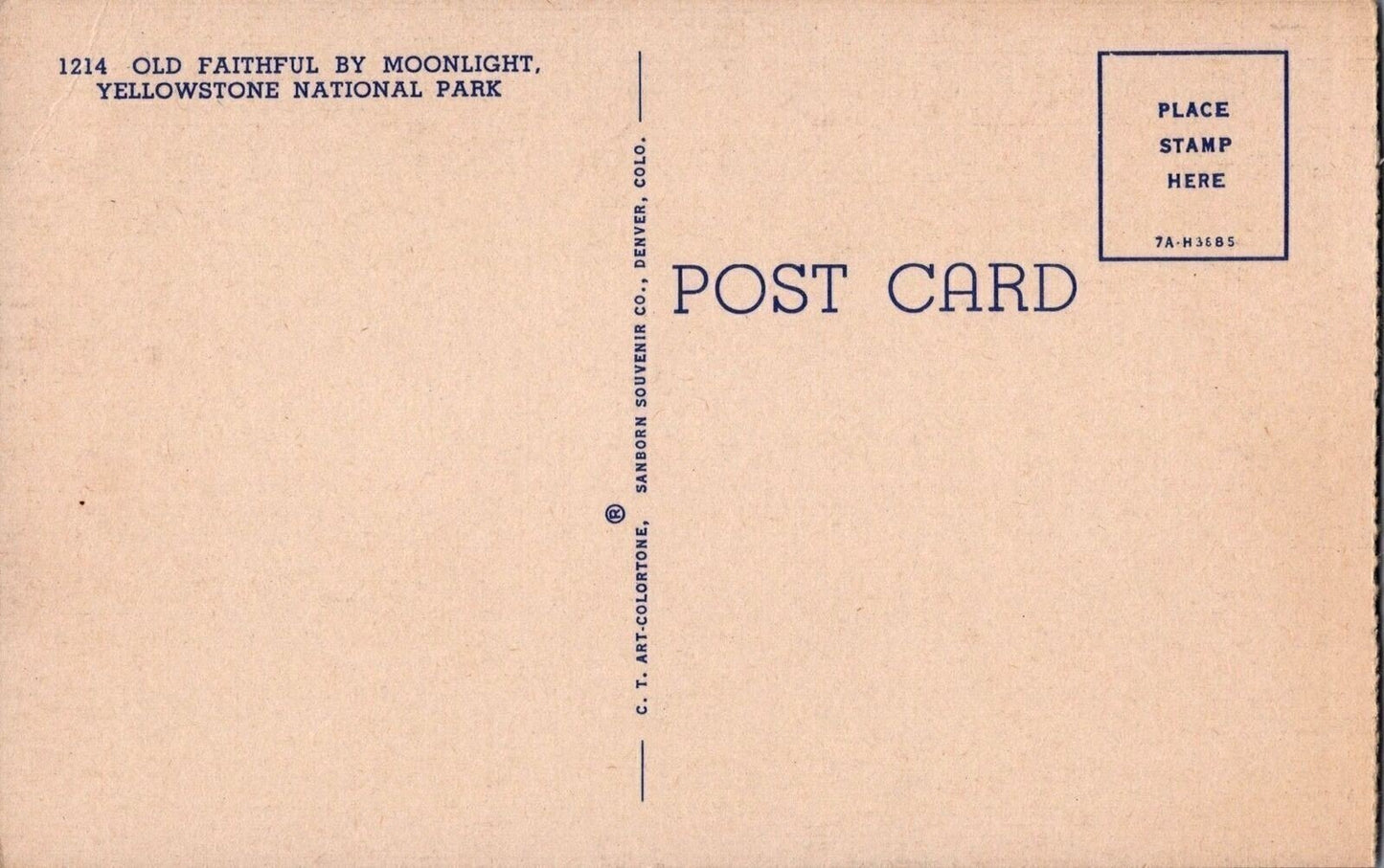 Old Faithful Moonlight Yellowstone National Park Postcard Unposted ZAYIX