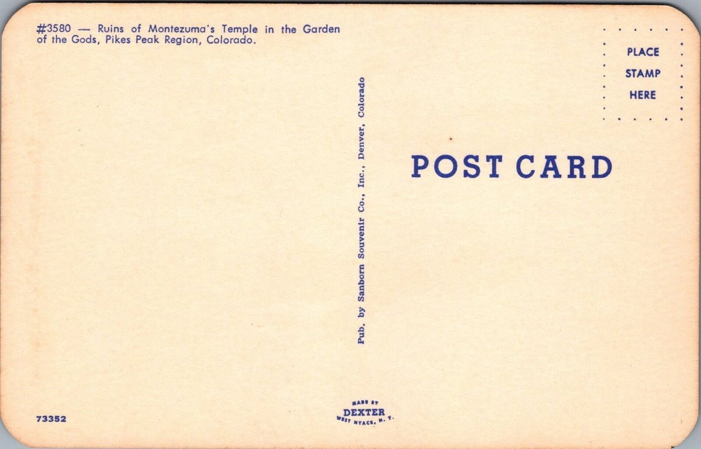 ZAYIX Postcard Ruins of Montezuma's Temple Pikes Peak Region Colorado 083022PC40