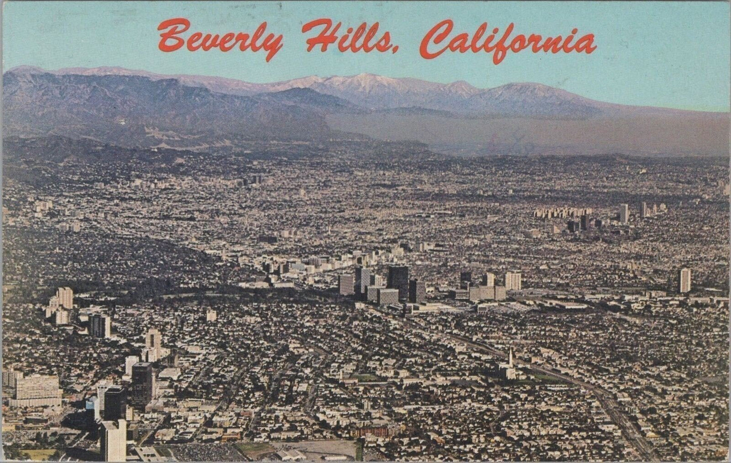 Beverly Hills California Aerial View West Mountains 083022PC73 Postcard ZAYIX