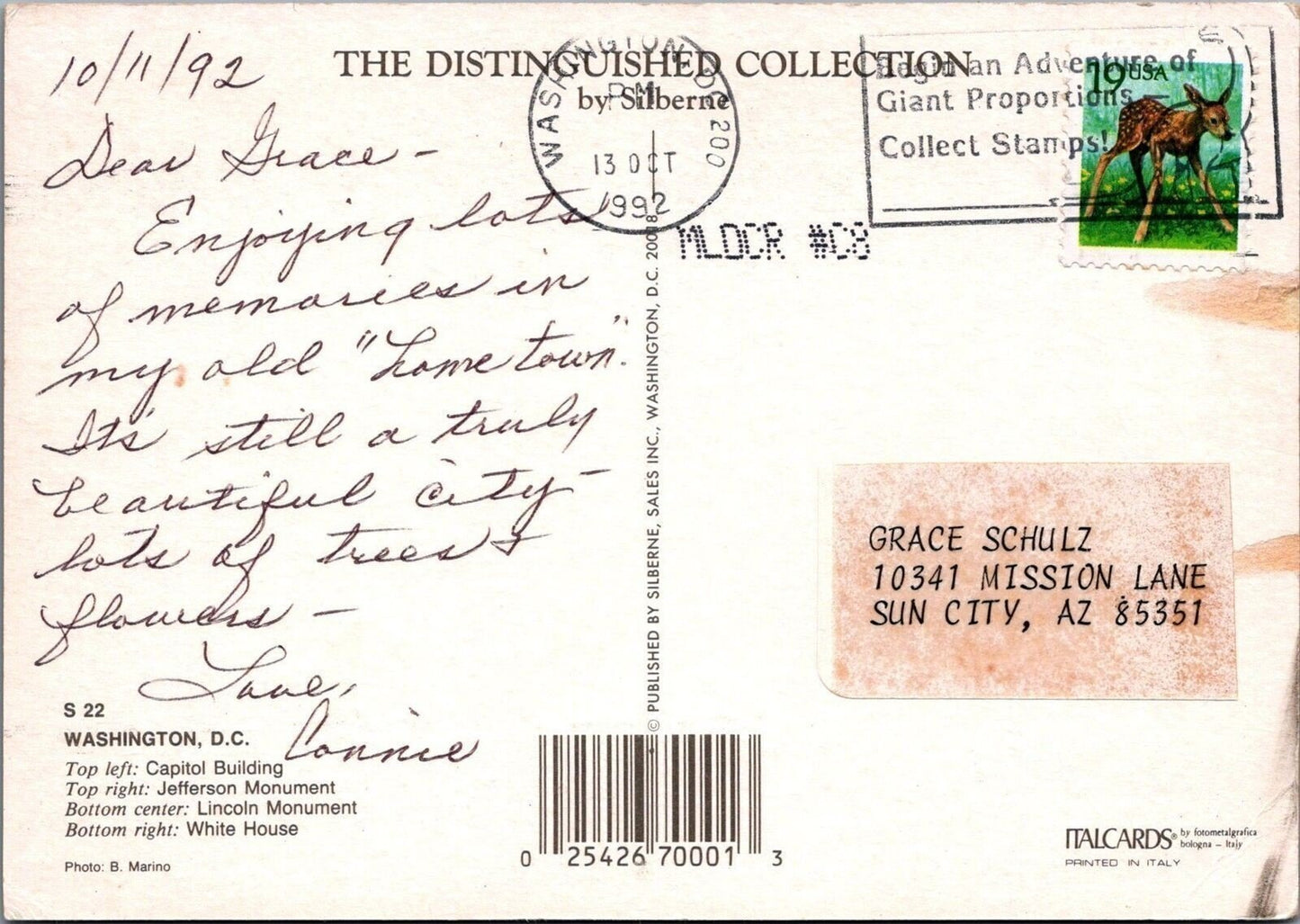 Washington DC Greetings Nation's Capital Monuments 090222PC02 Postcard ZAYIX