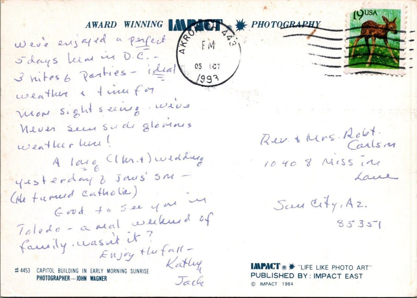 Capitol Building Early Morning Washington DC Wagner 090222PC03 Postcard ZAYIX