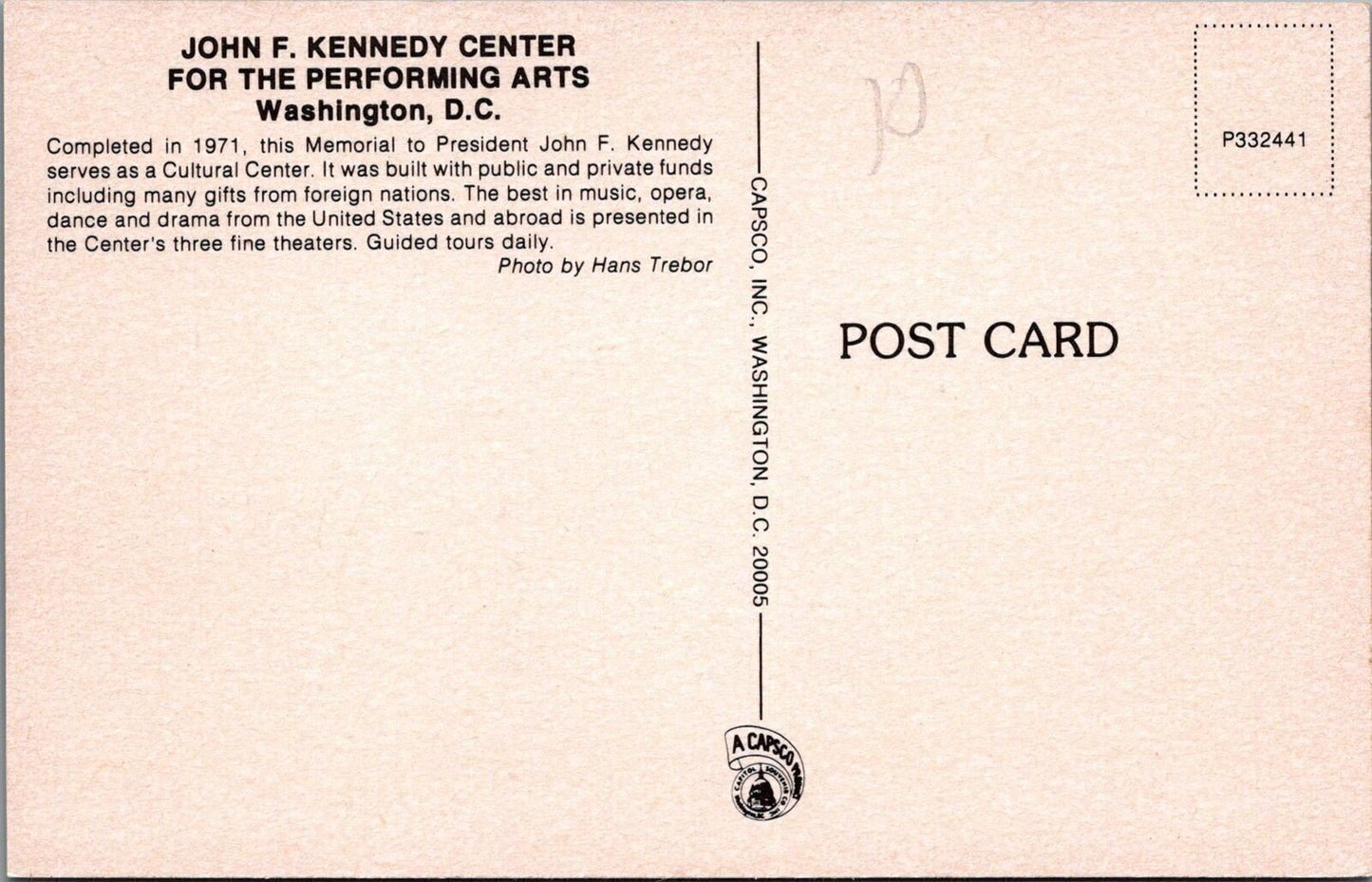 John F Kennedy Center Performing Arts Washington DC 090222PC10 Postcard ZAYIX