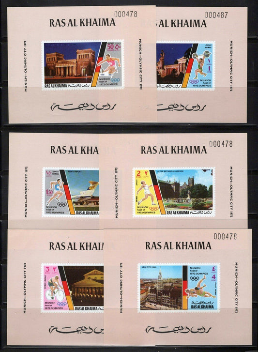 Ras Al Khaimah 724-729 MNH Imperf Deluxe Sheets Olympics Sports ZAYIX 030523SM46