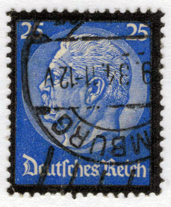 Germany 441 used 25pf ultra with black frame Hindenburg ZAYIX 02240276M