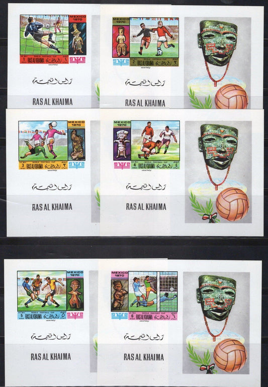 Ras Al Khaimah 354-359 MNH Imperf Deluxe Sheets Sports Football ZAYIX 030523SM48