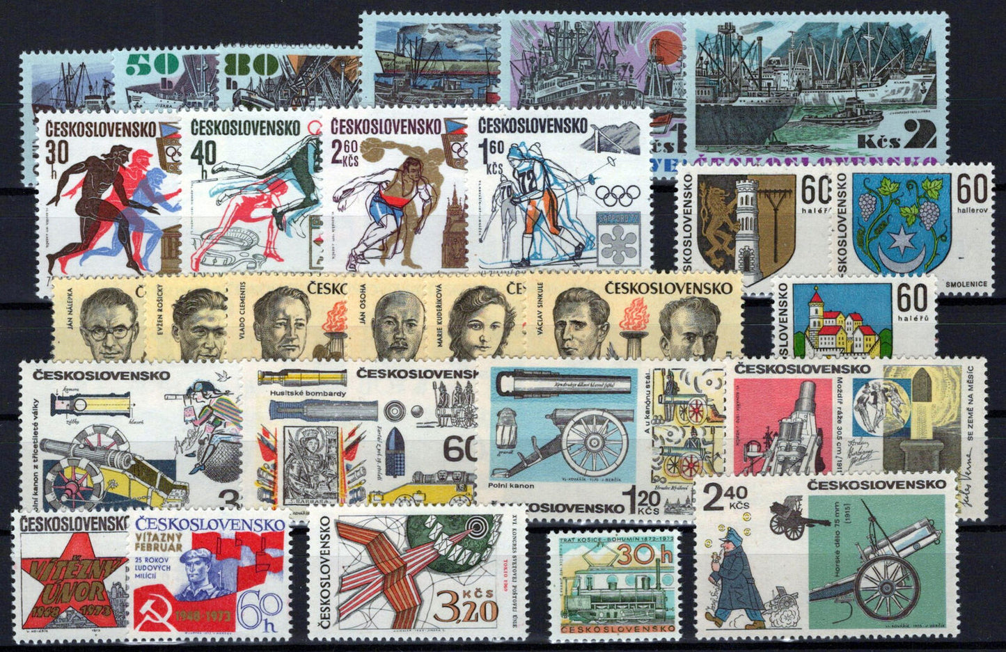 Czechoslovakia MNH Sets collection Ships, Cannons, Sports ZAYIX 0224M0074M