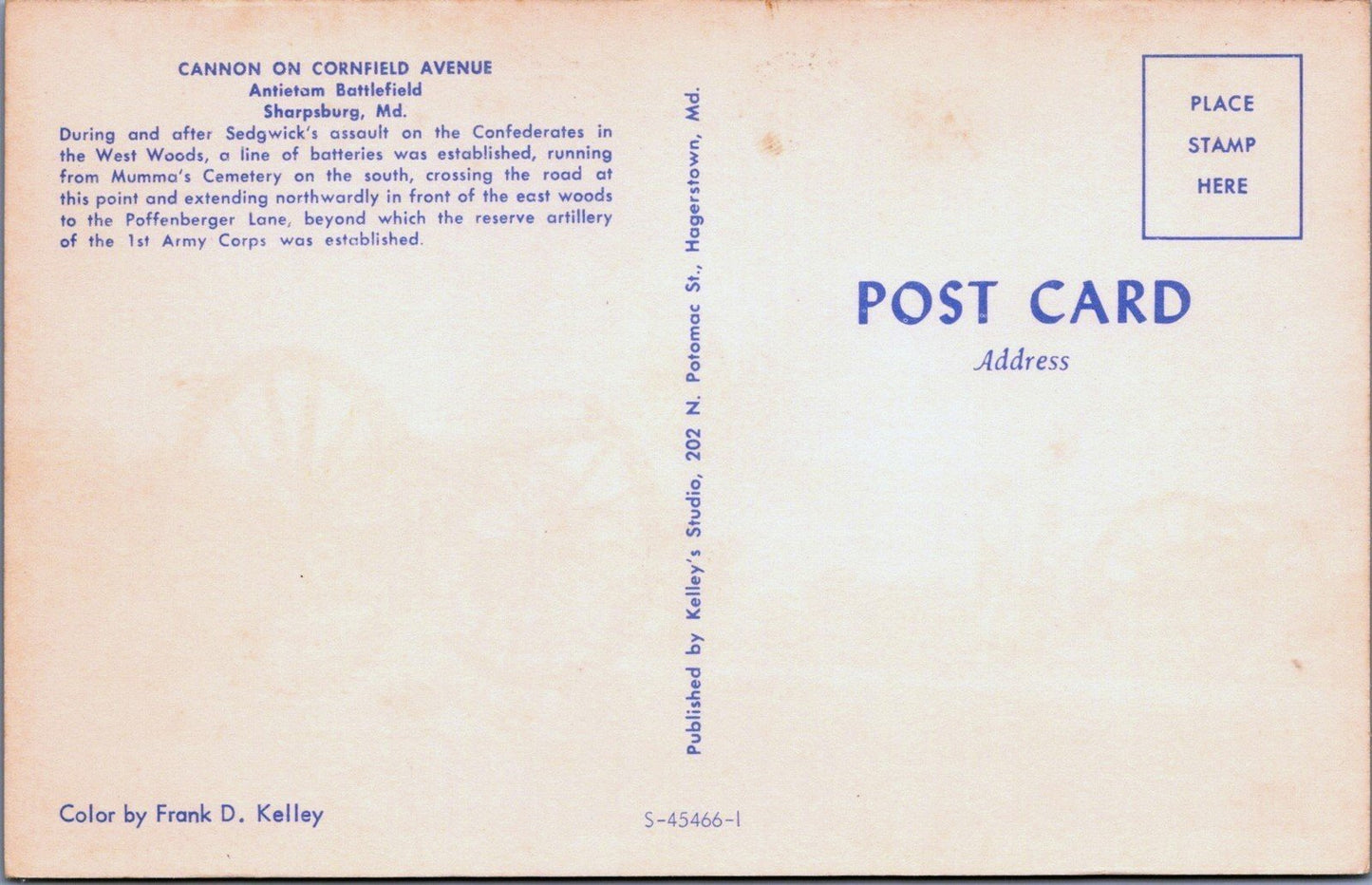 Cannon on Cornfield Avenue Antietam Battlefield Sharpsburg MD Postcard ZAYIX