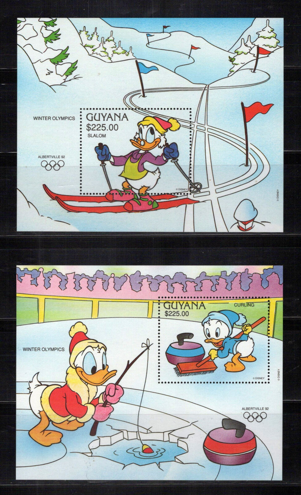 Guyana 2461-2462 MNH Disney Winter Olympics Slalom Curling ZAYIX 0724M0100