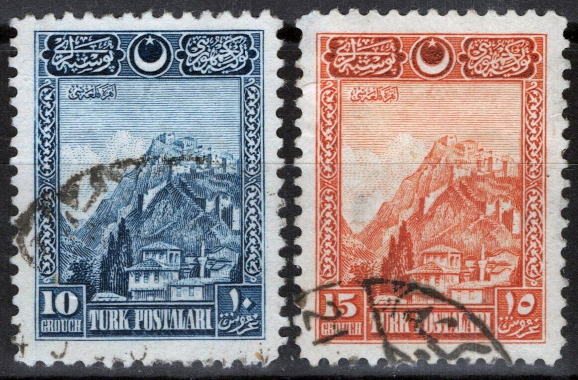 Turkey 642-643 Used 10g blue 15g deep orange Landmarks ZAYIX 081422S40